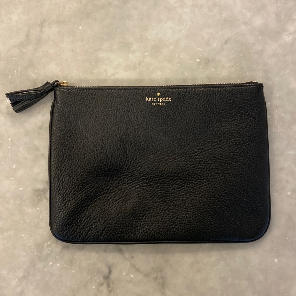 Kate Spade black leather clutch
